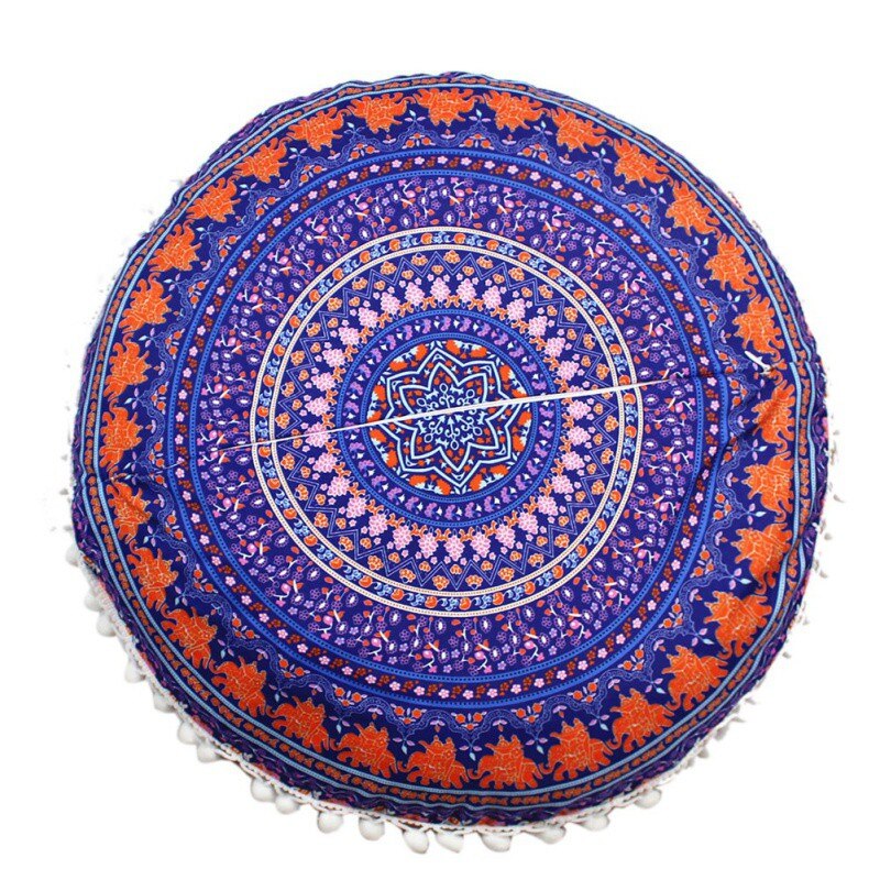 Chique ronde indiase mandala-patroon kussensloop bohemian kussens magische kleurrijke stijl kussensloop