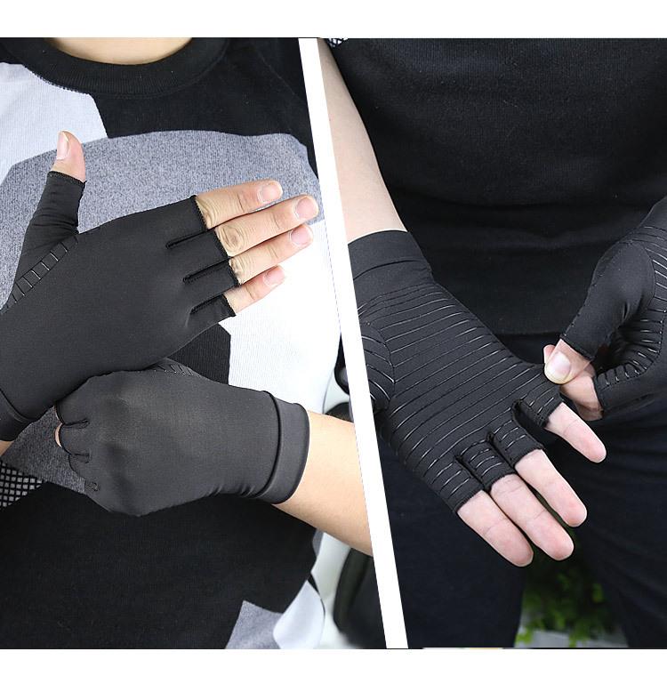 Gants de Compression en cuivre pour l&#39;arthrite, 1 paire, attelle de poignet, soulagement de la douleur des doigts, Support en Fiber de cuivre, gants de thérapie antidérapants