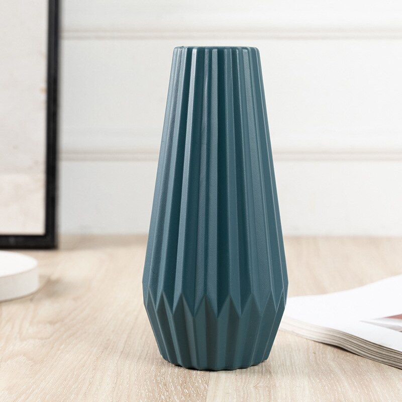 Plastic Flower Vase Decoration Home White Vase Imitation Ceramic Flower Pot Flower Basket Nordic Decoration Vases for Flowers: C