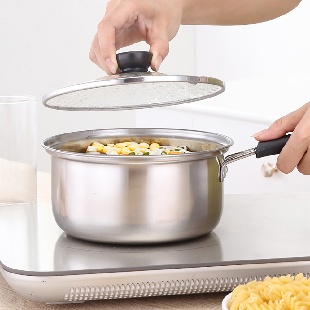 Rvs Melk Noodle Steelpan Pan Pot Met Glazen Deksel Onstick Koekenpan Non-stick Keuken Koken Tool Accessoires