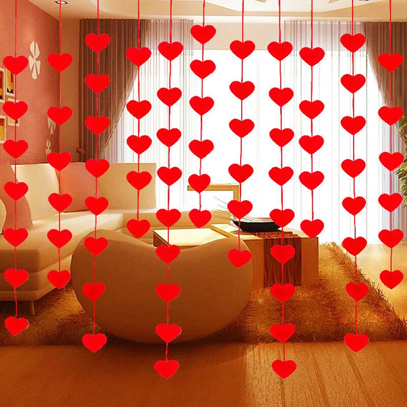 16 Hearts With Rope Romantic Wedding Decoration Marriage Room Layout DIY Garland Love Curtain Wedding Supplies