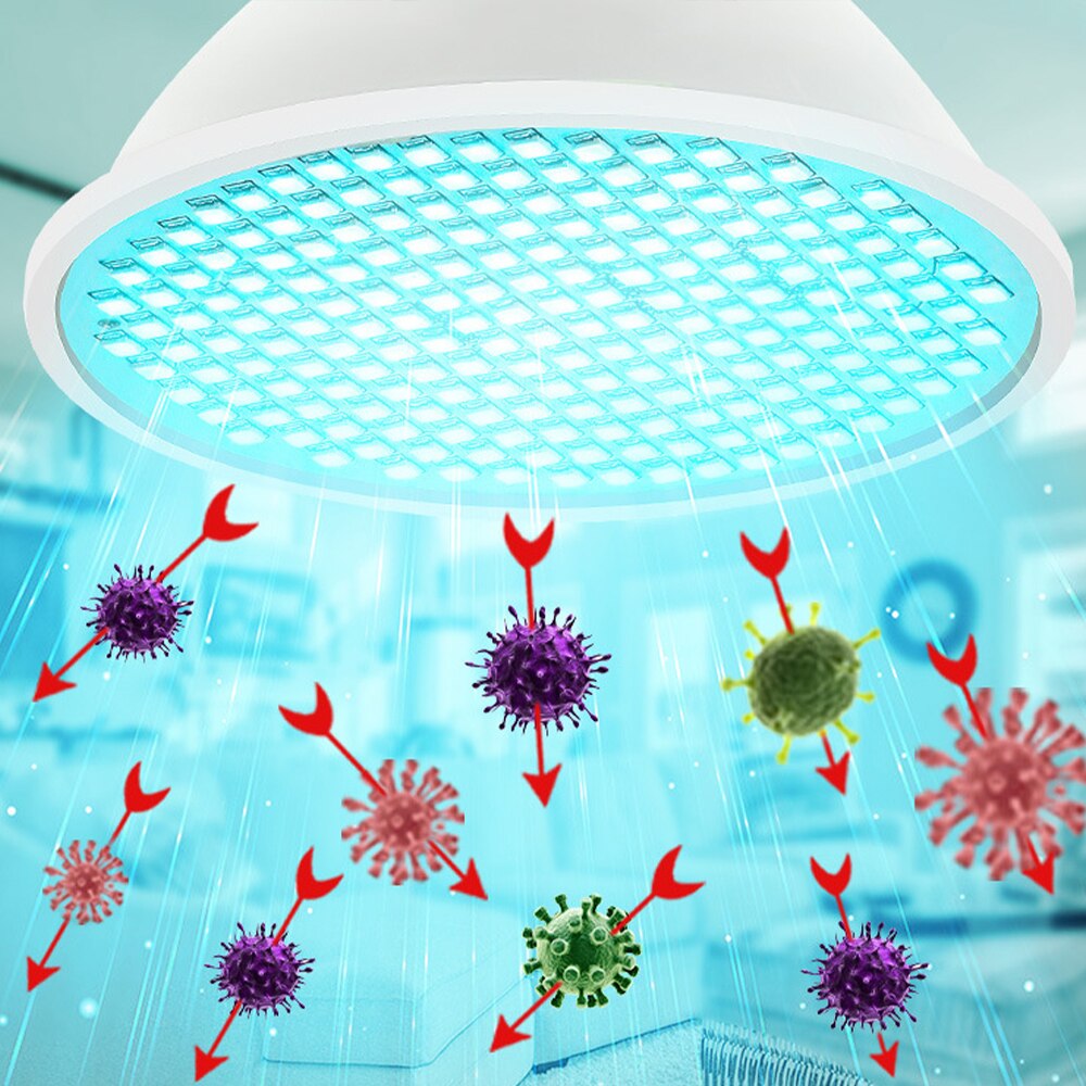 LED Germicidal Light Bulb E27 UVC Desinfection Lamp 25W 200LEDS Ultraviolet Bactericidal Lamp LED Kill Mites Light AC85-265V