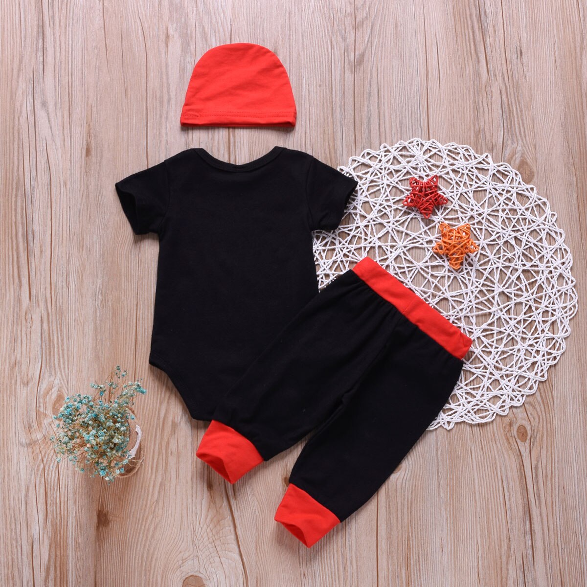 Bébé enfant en bas âge garçon tenue décontractée costume cravate barboteuse + pantalon + imprimé chapeau 3 pièces/ensemble 0-18M survêtement enfants garçons ensemble d'été