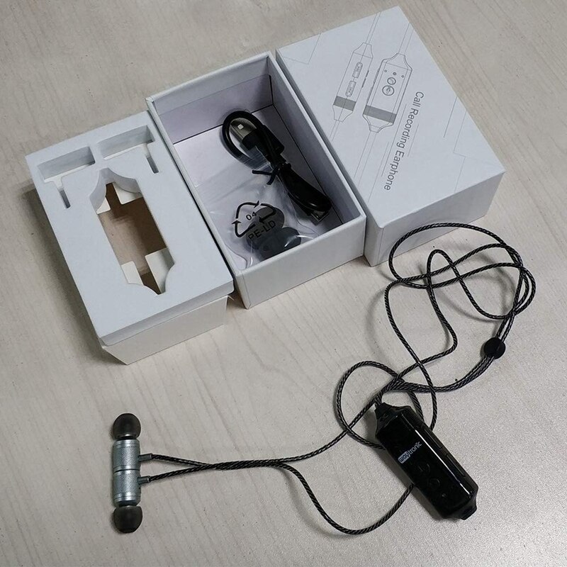 Waytronic trådlös bluetooth samtalsinspelare hörlurar, mobiltelefon konversation inspelning hörlurar för iphone ipad skype what