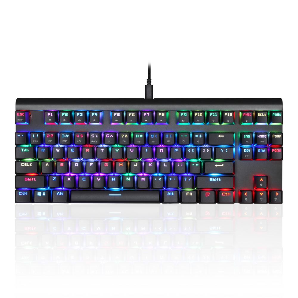 Original Motospeed CK101 Wired Mechanical Keyboard Metal 87 Keys RGB Blue Red Switch Gaming LED Backlit Anti-Ghosting for Gamer