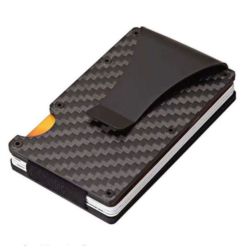 De Crédit En Fiber de carbone Support De Carte RFID Sans Autobalayage métal portefeuille Bourse Homme Titulaire de la Carte D'affaires Sac De Rangement Portefeuille Minimaliste #1: A