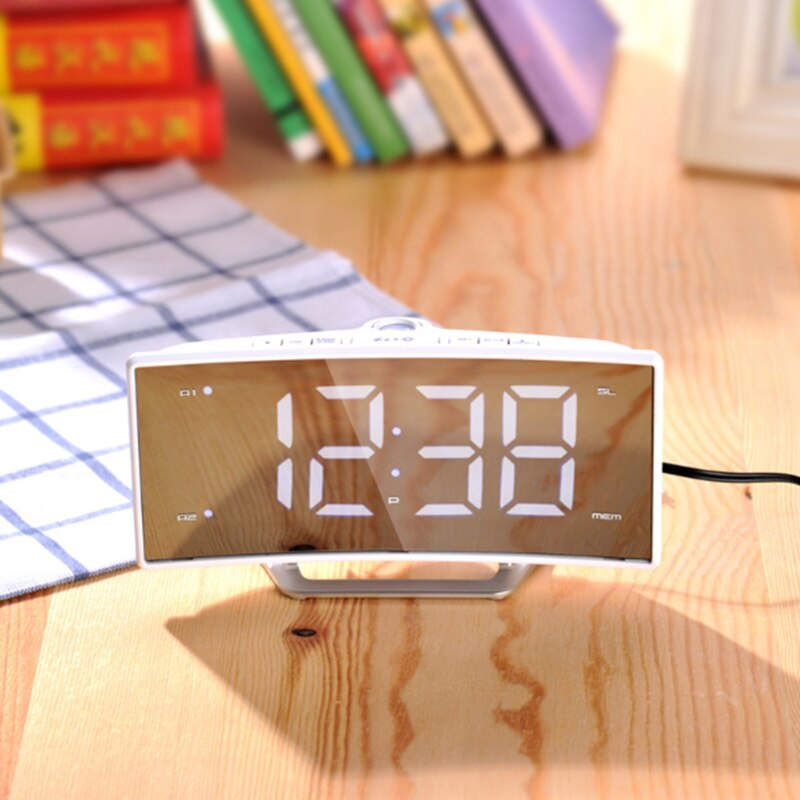 Espejo FM Radio proyección despertador LED Digital escritorio electrónico Nixie proyector de sobremesa reloj despertador con proyección de tiempo