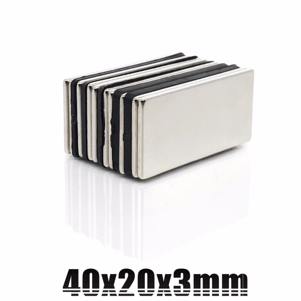 2 stks Magneten 40x20x3 N35 Bulk Super Strong Strip Blokkenbalk Magneten Zeldzame Aarde Neodymium 40 x 20x3mm ndfeb Neodymium 40*20*3