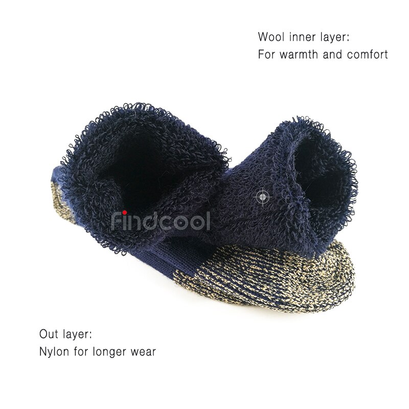 Findcool varme tunge termiske merino uld vinter sokker sports sokker skisokker udendørs sport bjerg vandring sokker