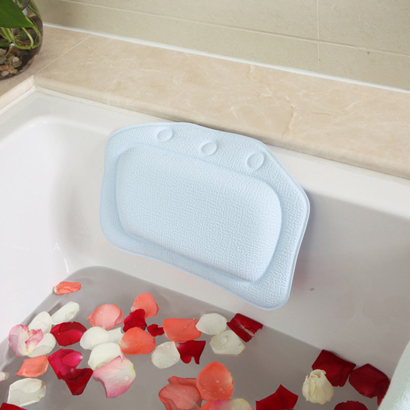 Cushioned Bath Tub Spa Pillow W Suction Cups Great Relaxing Bathtub Bath Pillow: Light Blue
