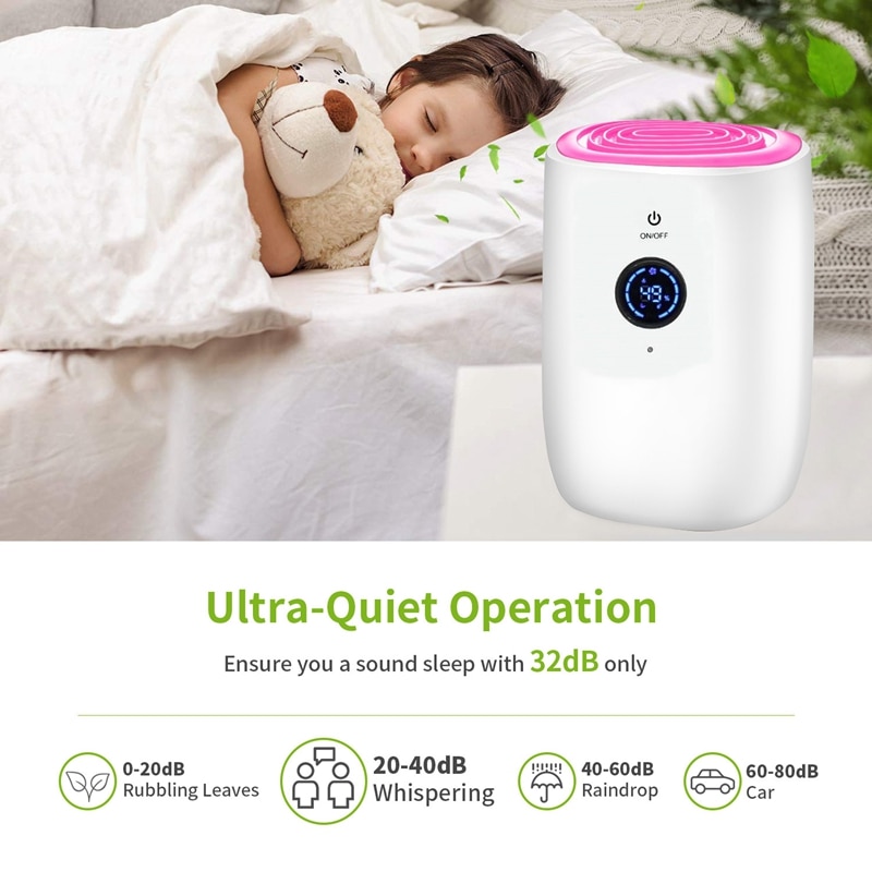 Electric Mini Air Dehumidifier 800Ml LCD Portable Air Purifier Machine Automatic Power-Off Defrost for Home