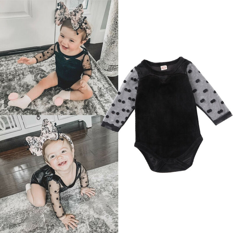0-18m søde nyfødte baby baby pige bodysuits polka dot print blonder solid bodysuit jumpsuit outfit tøj