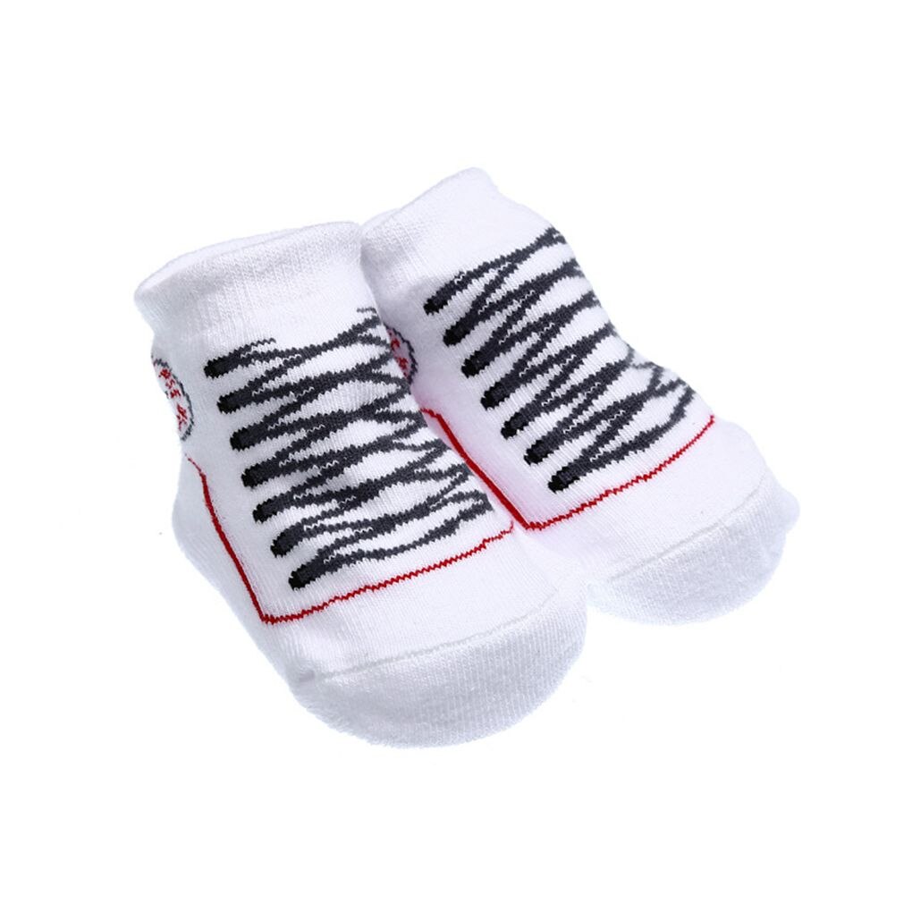 Novas meias antiderrapantes de algodão para bebês, meninos e meninas, sapatos para bebês de 0-6 meses, 2019: white