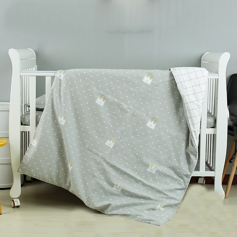 100*130cm baby dynebetræk til piger og drenge bomuldsseng seng tegneserie baby sengetøj dynebetræk uden fyldstof: Lysegrå