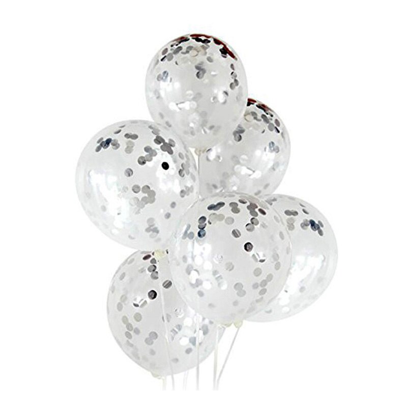 6 Stks Ballon Confetti Kleurrijke Papier, 12 "Strooi Sliver Latex Ronde Feestartikelen Verjaardagsfeestje Decoratie