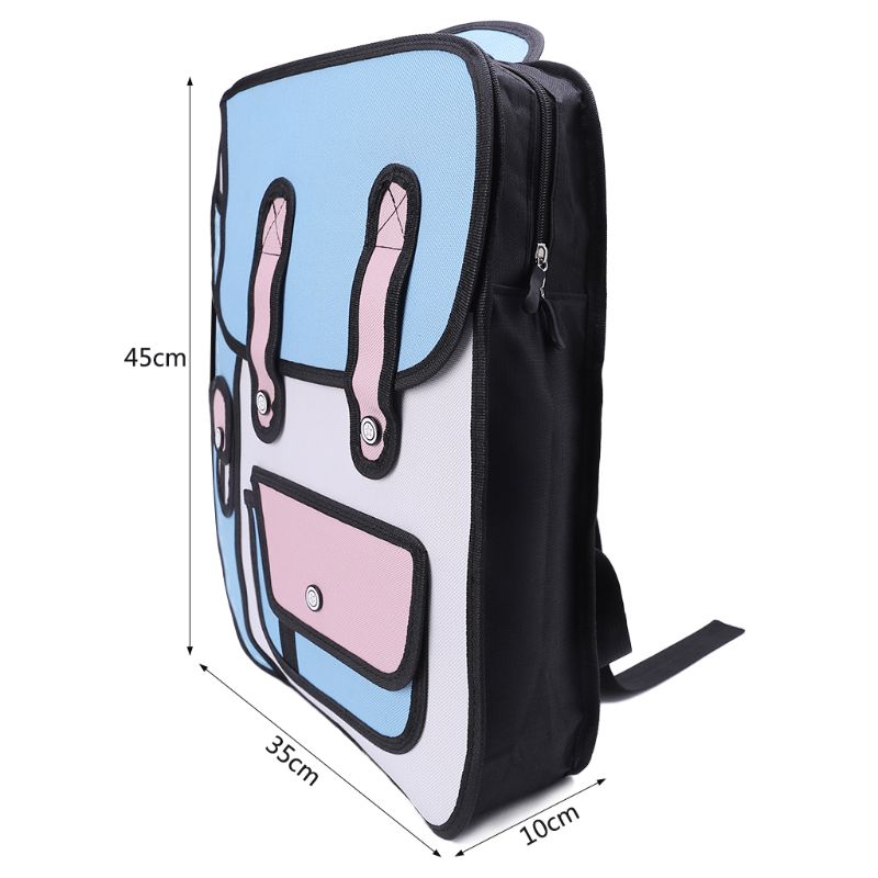 THINKTHENDO Backpacks 3D Jump Style 2D Drawing From Cartoon Paper Backpack Shoulder Bag Comic Bookbag Bags for