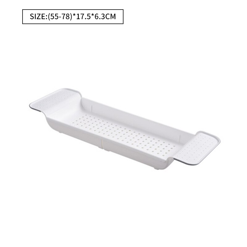 Plast infällbar badkarsbricka justerbar handduksförvaring multifunktion stansfri diskbänk avloppshållare badrumsverktyg: Vitgrå