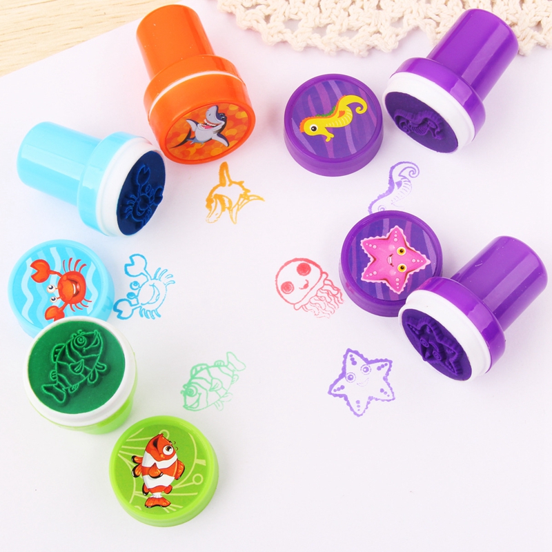 16 Stks/partij Kinderen Speelgoed Postzegels Cartoon Dieren Fruit Kids Seal Voor Scrapbooking Fotoalbum Decor Stamper Diy Stamper Speelgoed Zxh