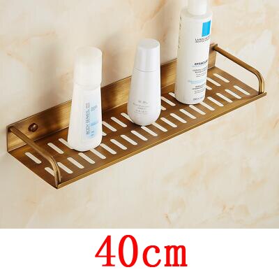 40/50cm Antique copper single tier bathroom shelves rack, Kitchen brass retro style square wall mounted storage shelf: 40CM