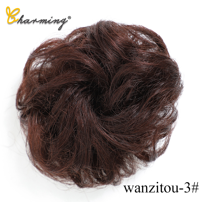 charmant 1 Stück Synthetische Chaotisch Chignon Krapfen Gary Braun Farbe 50g Haar Brötchen Pad Elastische Haar Seil Gummiband haar Erweiterungen: Natürliche Farbe
