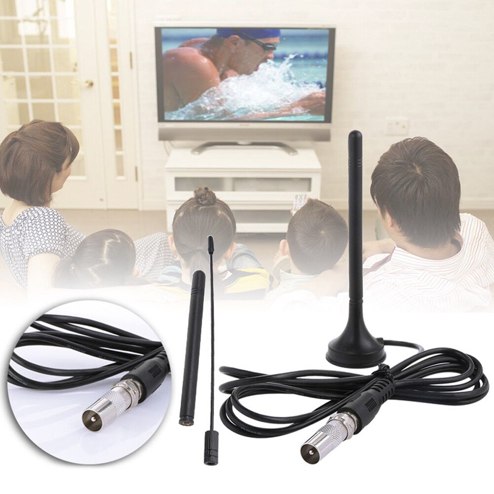 Mini TV Antenna Indoor Dual Flat Enhancement Home Easy Installation Long Range HD Aerial Digital Portable Base Signal Reception