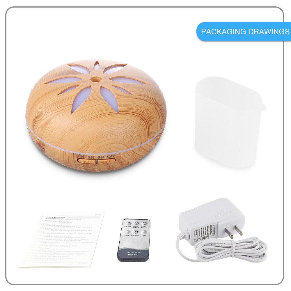 Essentiële Olie Diffuser Ultrasone Luchtbevochtiger Met Afstandsbediening Hout Aromatherapie Diffuser Led Licht Voor Thuis Umidificador