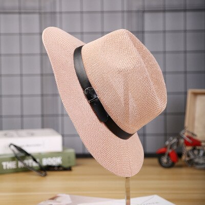 Strohoed Mannen Fedora Hoeden Met Riem Vintage Vrouwen Trilby Caps Zomer Fedora Uv Jazz Hoed Hoed Vrouwen vilt: 7