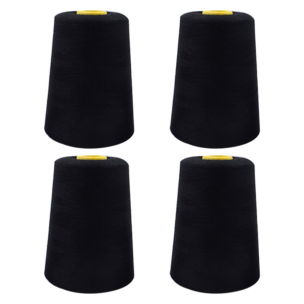 3000 Yards Naaigaren Polyester Borduurwerk Naaigaren Kegels Voor Naaimachine/Hand Patchwork Ambachten Naaien Accessoires: black 4pcs