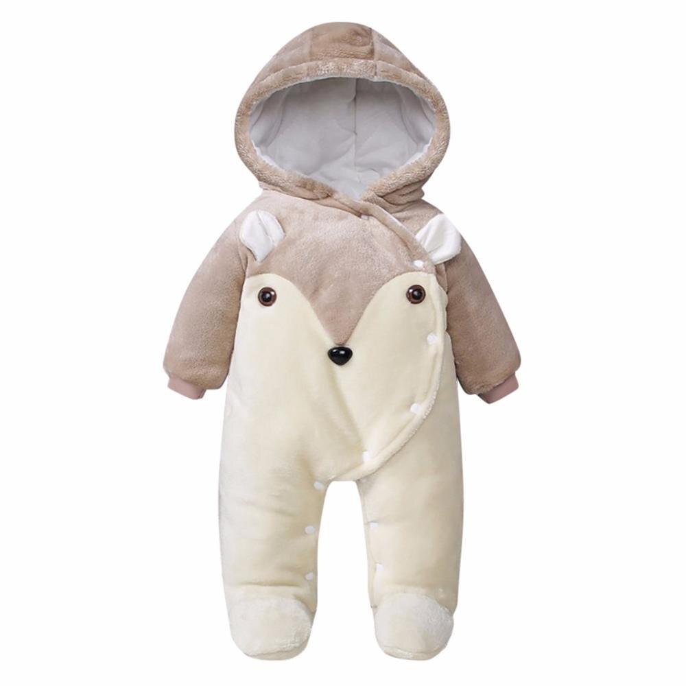 Baby Girl Boy Cotton Thick Clothes Romper Infant Super Warm Winter Jacket Zip Thick Snowsuit Hoodie Coat Jumpsuit Newest: Khaki / 9M