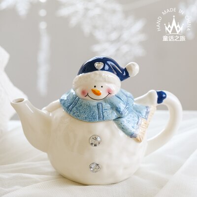 Home Decorations Dessertbord Snacks Gerechten Creatieve Leuke Cartoon Keramische Kom Sneeuwpop Schotel Thee Theepot Sets servies CL190322: teapot