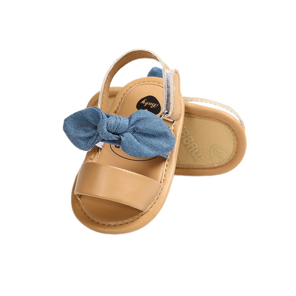 2020 novo bebê crianças menina bonito verão bowknot sapatos anti-deslizamento macio sola sandálias da criança infantil primeiro walker jardim berço sapatos: Azul / 0-6 meses