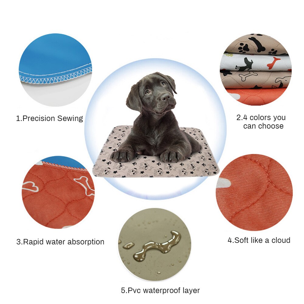 Dog Pad Three-layer Waterproof PVC Diapers Blanket Cute Pattern Water Absorption Pet Cat Urine Mat Reusable Pee Mattress Cushion
