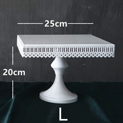 SWEETGO Square cake stand white iron metal cake tools wedding table decoator home decoration bakeware candy bar: Large