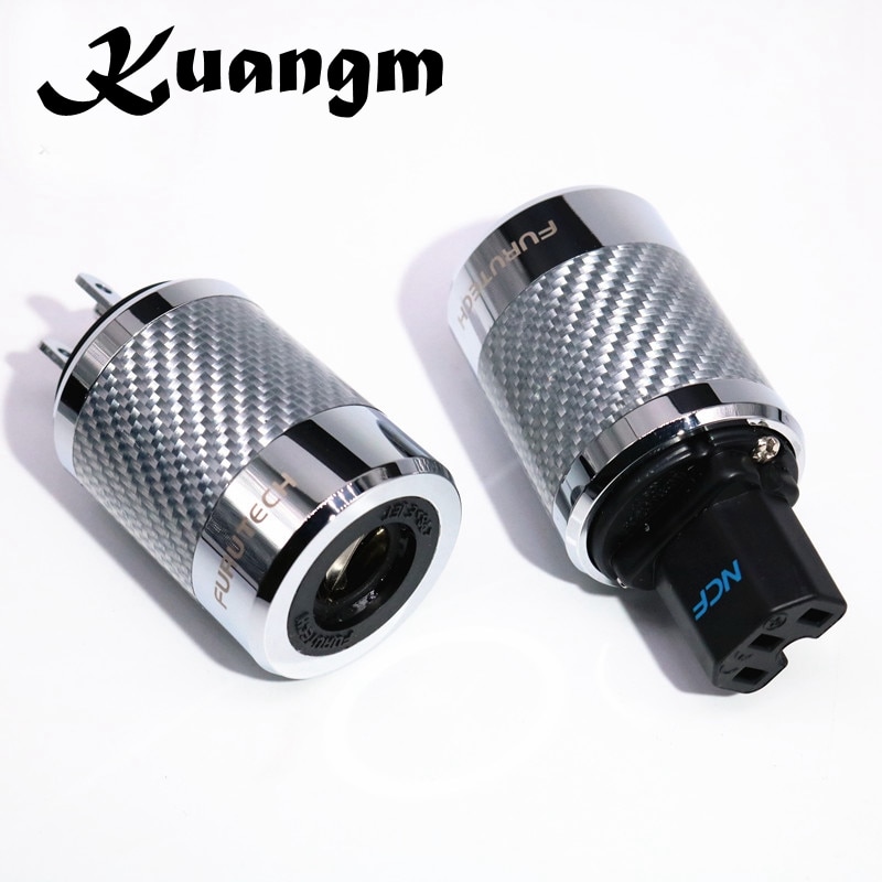 Kuangmhigh qualityfi -50 & fi50m carbon fiber rhodineret vekselstrøm elektrisk mandlig hunstik iec eu us iec hifi plug