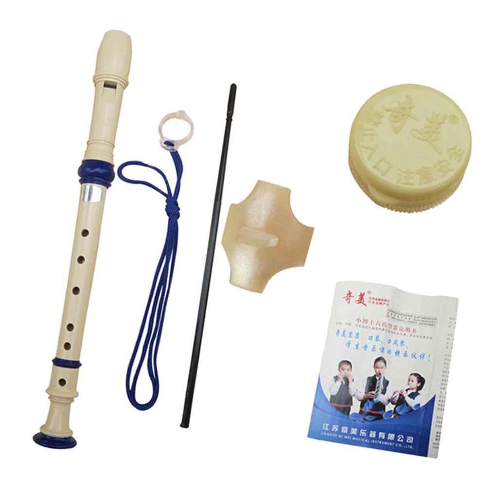 ABS Soprano Recorder 6 Holes with Joint Grease,Cleaning Rod and Finger Support