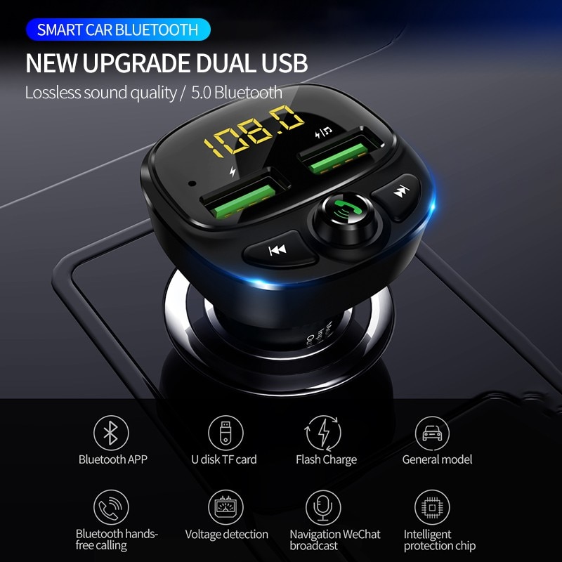 Usb Car Charger Voor Telefoon Bluetooth Draadloze Fm-zender MP3 Speler Dual Usb Charger Tf Card Muziek Handenvrij Car Kit