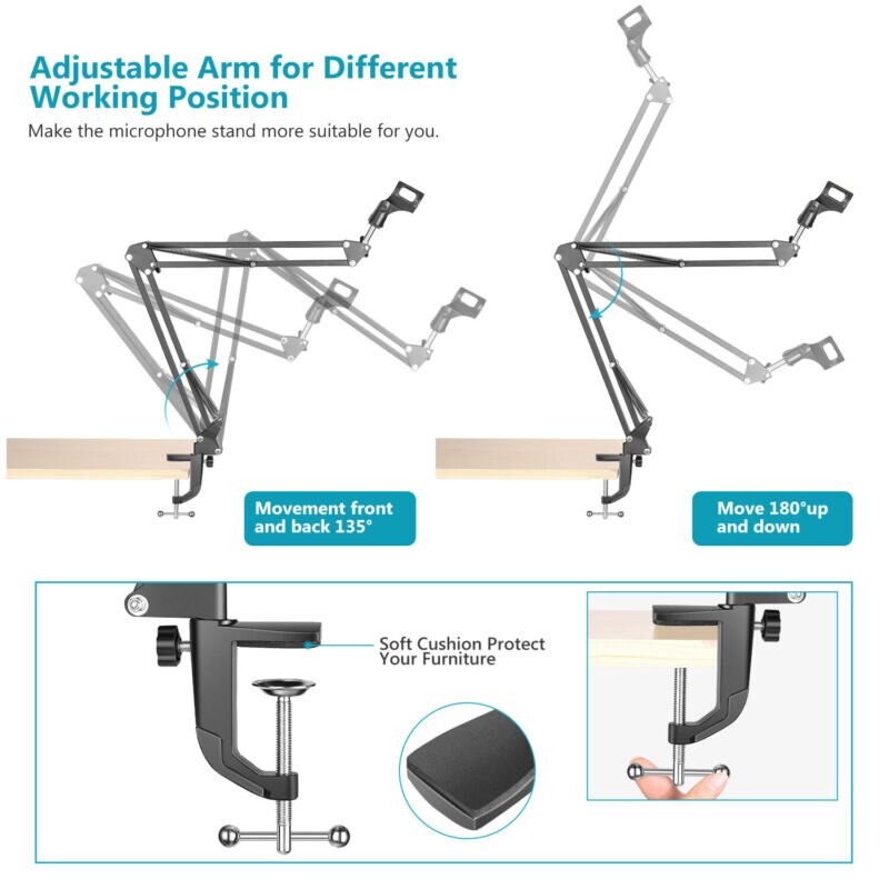 Neewer Studio Microphone Suspension Boom Scissor Arm Stand for Radio Broadcast