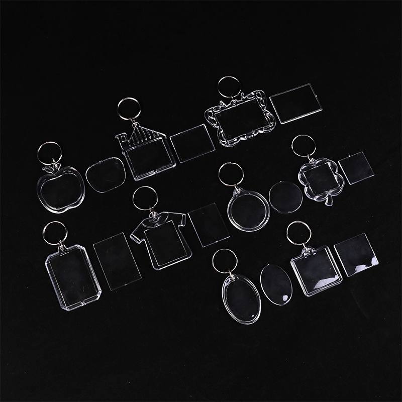 5pcs Blank Photo Frame Keychain Clear Acrylic Keyring Insert Photo Split Key Pendant DIY Key Holder Couple Anniversary
