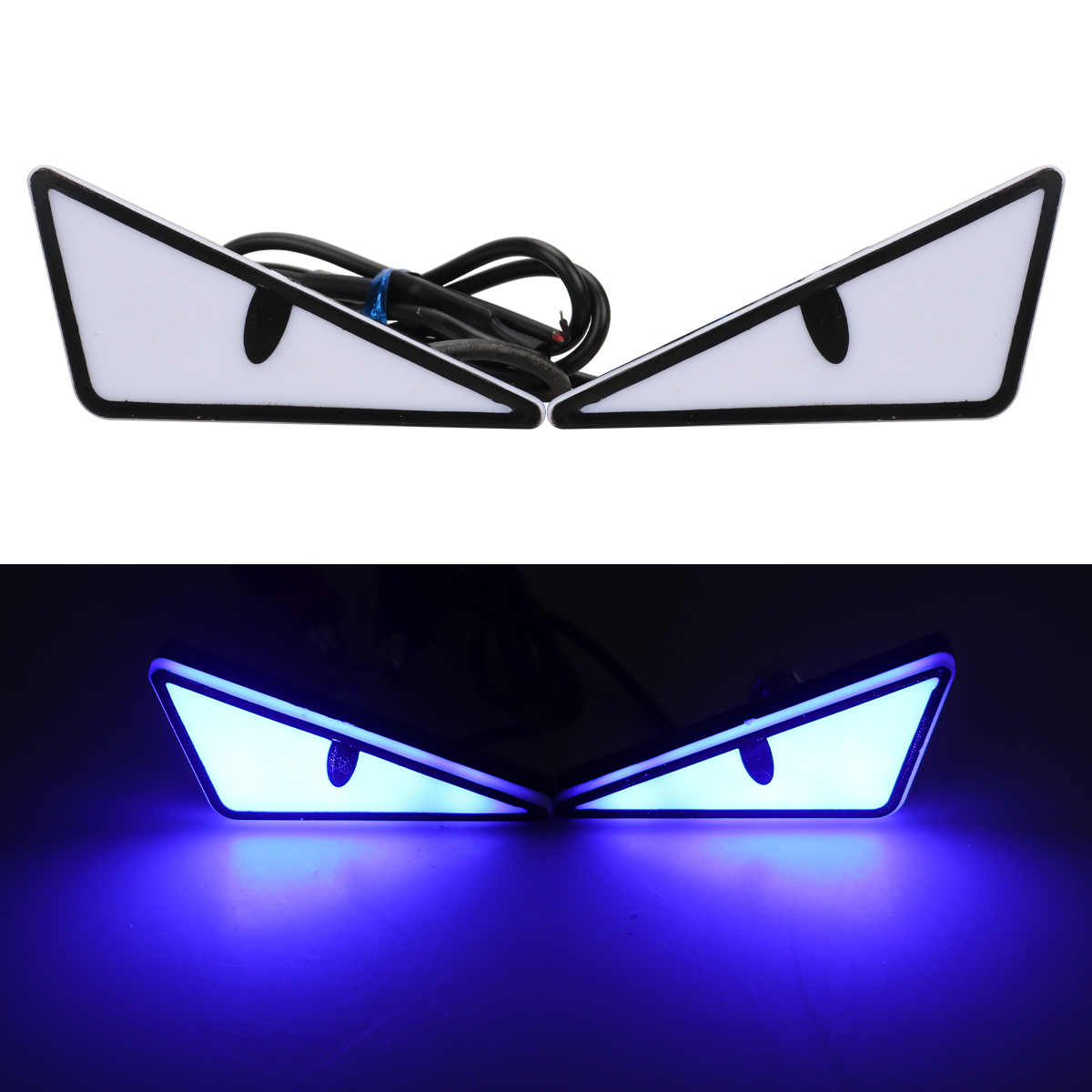 2Stck Motorrad LED Dämon Auge Licht Halbkreis/Dreieck Auge Blinker Licht Dynamische Rücklicht Mini Auto Dekoration lichter: Eis Blau