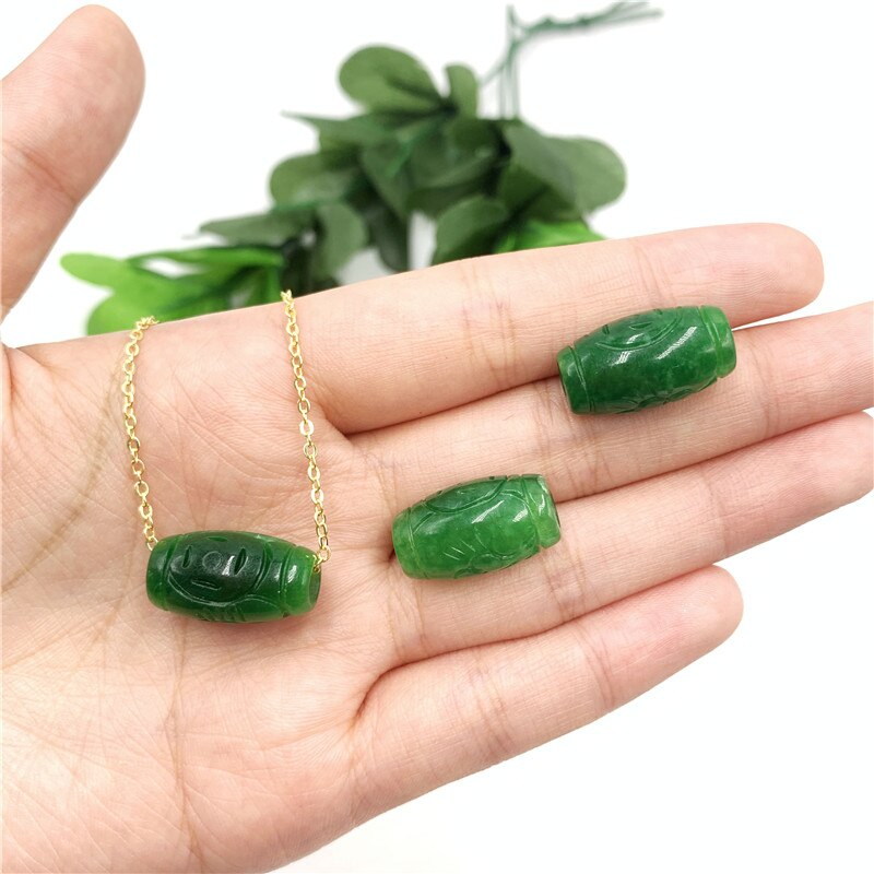 Collier en Jade vert naturel 20MM, 1 pièce, perles Ruyi sculptées à la main, pendentif, bijoux amulette à la , pour femmes, corde gratuite,