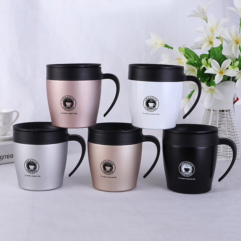 Double Wall Stainless Steel Coffee Mug 350ml Portable Cup Travel Tumbler Coffee Jug Milk Tea Cups Double Office Water Mugs K20