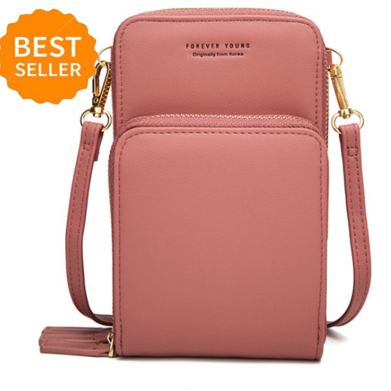 Bolso tipo bandolera para mujer, de , a la , para teléfono pequeño, bandolera, Mini bolsa para teléfono móvil: Rosa