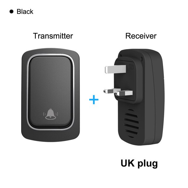 AVATTO Wireless Doorbell，No Battery Required，US EU UK Plug, IP68 Waterproof Welcome Bell Home Door Bell Smart Home Security: Black UK WD01