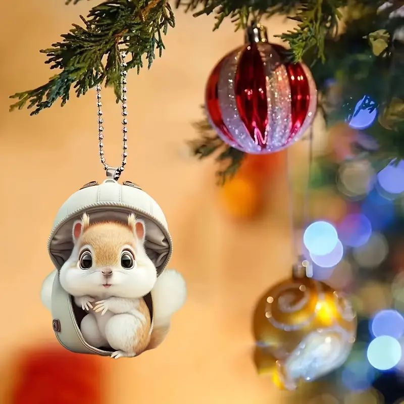 Christmas Modern Home Decoration,Car Pendant Hanging Ornament2d Acrylic Funny Cat Christmas Tree Ornament Cat Acrylic Ornament: VIOLET/紫罗兰