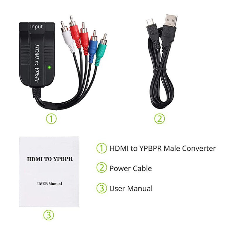 HDMI to Ypbpr Component Converter 5RCA Composite Video Frequency Conversion 1080P HD For Old TV: Default Title