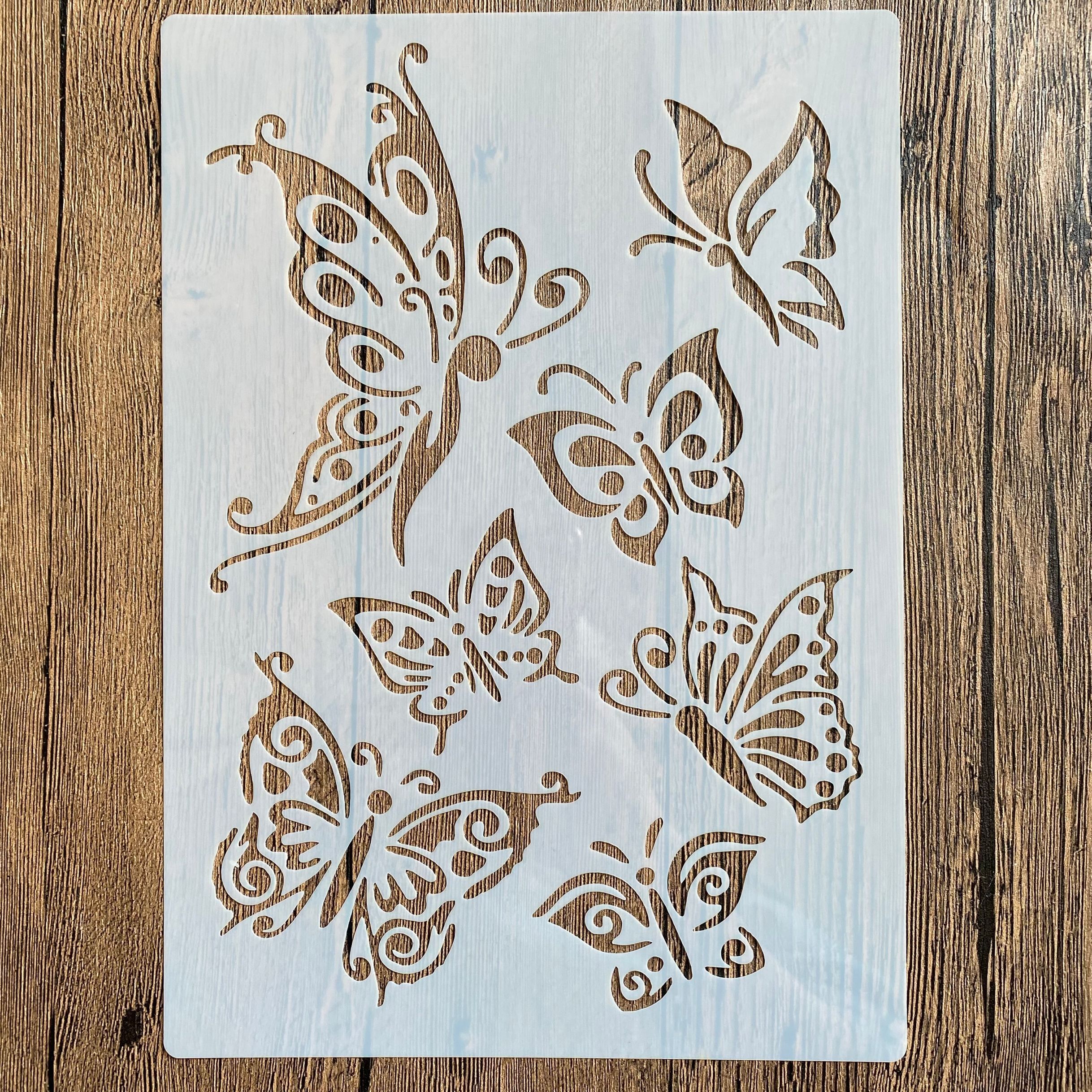 Plantillas A4 de 29x21cm para manualidades, pintura de pared, libro de recortes colorear, álbum en relieve, plantilla de tarjeta de papel decorativa, mariposa animal de pared: Oro