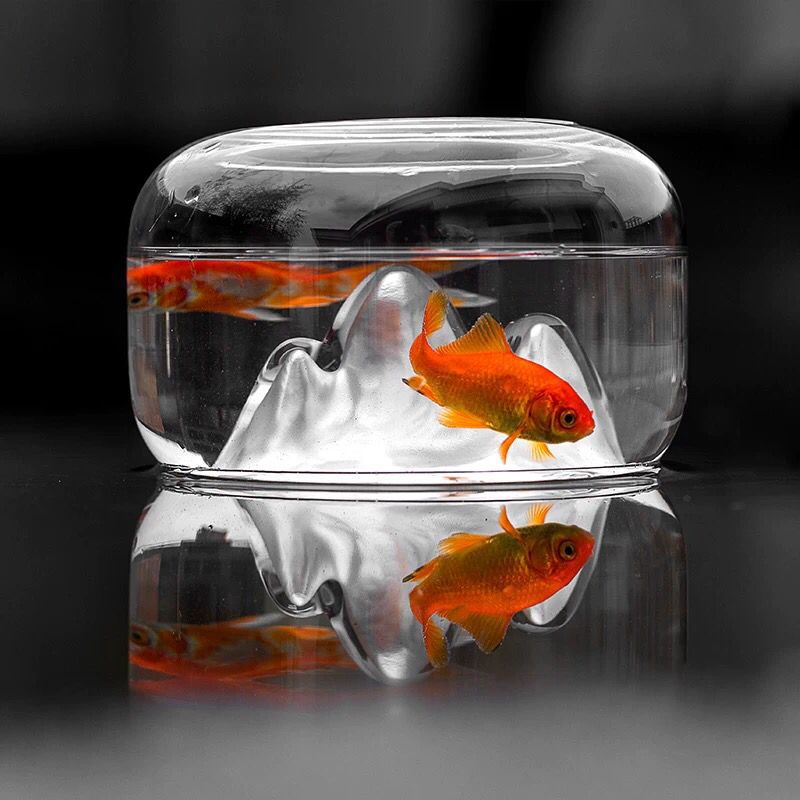 Transparent glass aquarium Mini Aquarium glass geometric terrarium mini Glass container aquarium decoration fish aquarium tank: Default Title