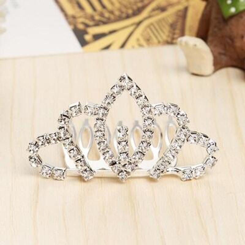 JINSE Mini Leuke Crystal Rhinestone Princess Crown Haar Kam Verjaardagsfeestje Tiara Voor Meisjes Kids Haar Sieraden Accessoires CR130