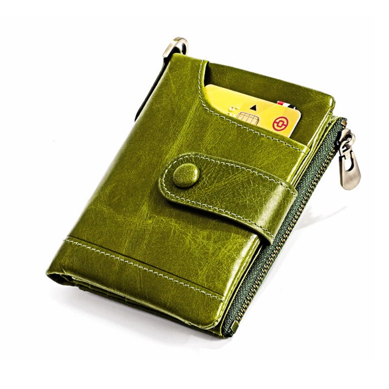 Genuine Leather Wallet Women Men Wallets RFID Card Vallet Short Purse Female Male Green Walet Portomonee Luxury Small Wallet Red