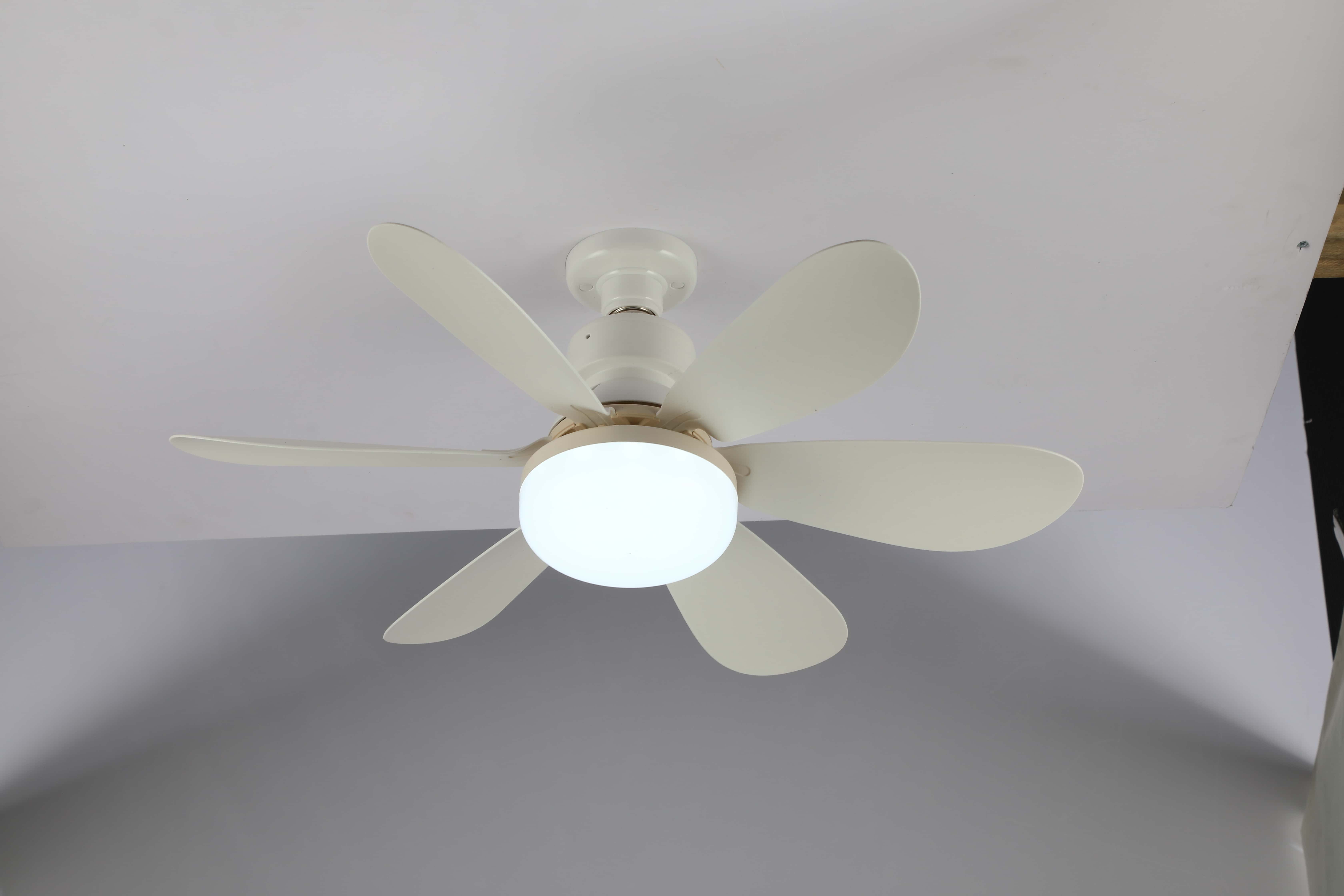 Plafondventilator in lichtfitting met afstandsbediening E27/E26 gloeilamp kleine ventilatorarmaturen combo voor badkamer slaapkamer terras: WHITE